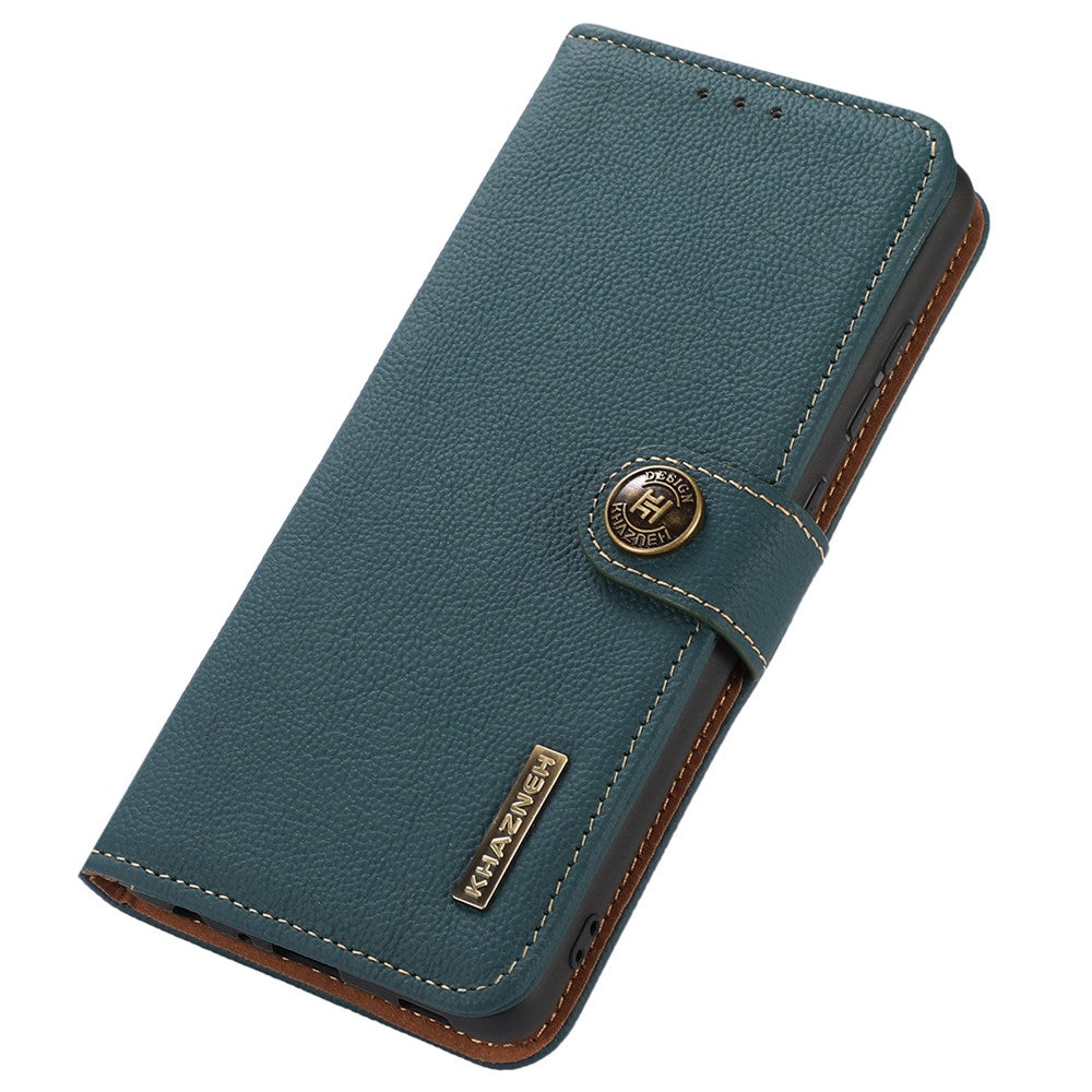 KHAZNEH For Huawei Mate 60 Case RFID Blocking Genuine Cow Leather Wallet Phone Shell with Stand Function