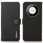 KHAZNEH For Huawei Mate 60 Case RFID Blocking Genuine Cow Leather Wallet Phone Shell with Stand Function