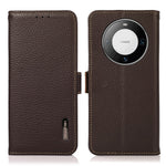 KHAZNEH For Huawei Mate 60 Case Wallet Stand RFID Blocking Genuine Cow Leather Phone Shell