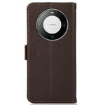 KHAZNEH For Huawei Mate 60 Case Wallet Stand RFID Blocking Genuine Cow Leather Phone Shell