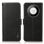 KHAZNEH For Huawei Mate 60 Case Wallet Stand RFID Blocking Genuine Cow Leather Phone Shell