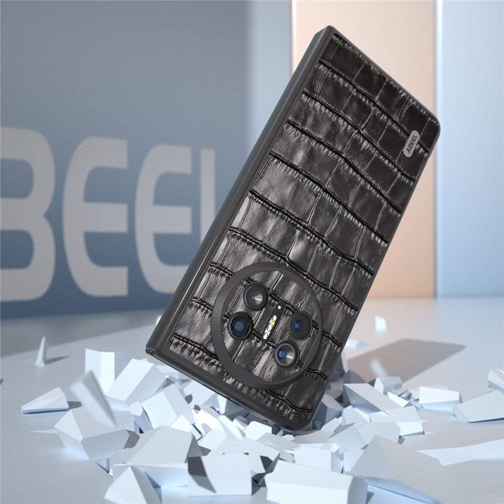 ABEEL For Huawei Mate X5 Protective Case Genuine Cow Leather+PC Crocodile Texture Cover