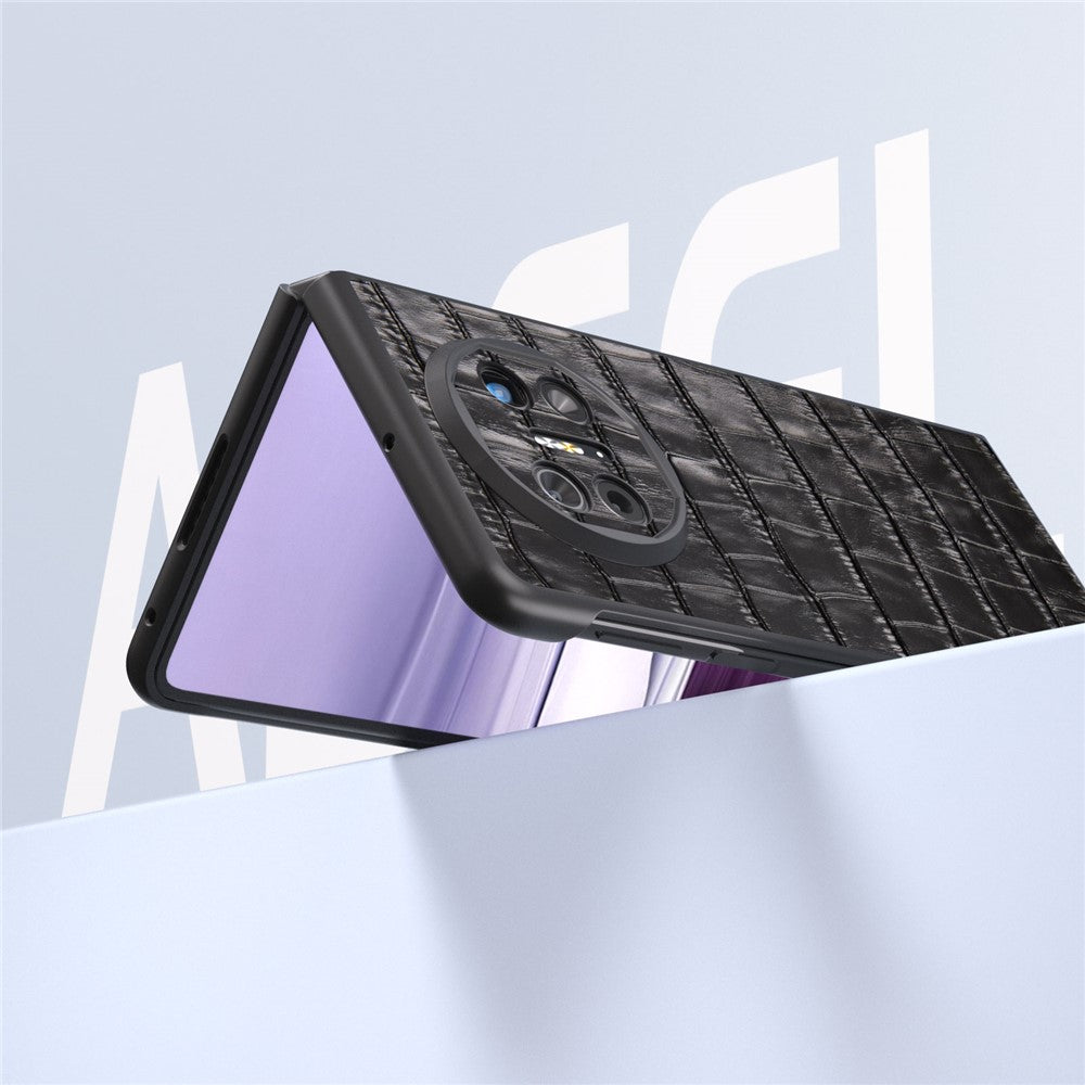 ABEEL For Huawei Mate X5 Protective Case Genuine Cow Leather+PC Crocodile Texture Cover