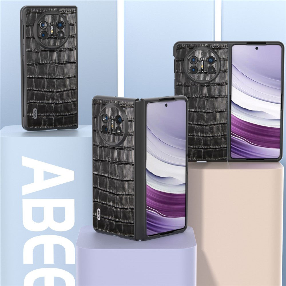 ABEEL For Huawei Mate X5 Protective Case Genuine Cow Leather+PC Crocodile Texture Cover