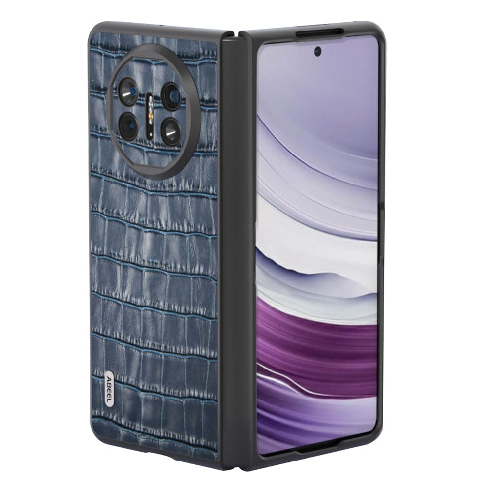 ABEEL For Huawei Mate X5 Protective Case Genuine Cow Leather+PC Crocodile Texture Cover