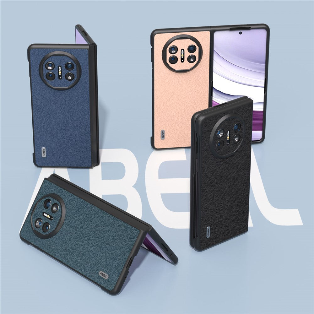 ABEEL For Huawei Mate X5 Case Genuine Cow Leather+PC Litchi Texture Phone Cover