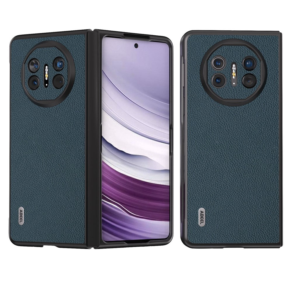 ABEEL For Huawei Mate X5 Case Genuine Cow Leather+PC Litchi Texture Phone Cover
