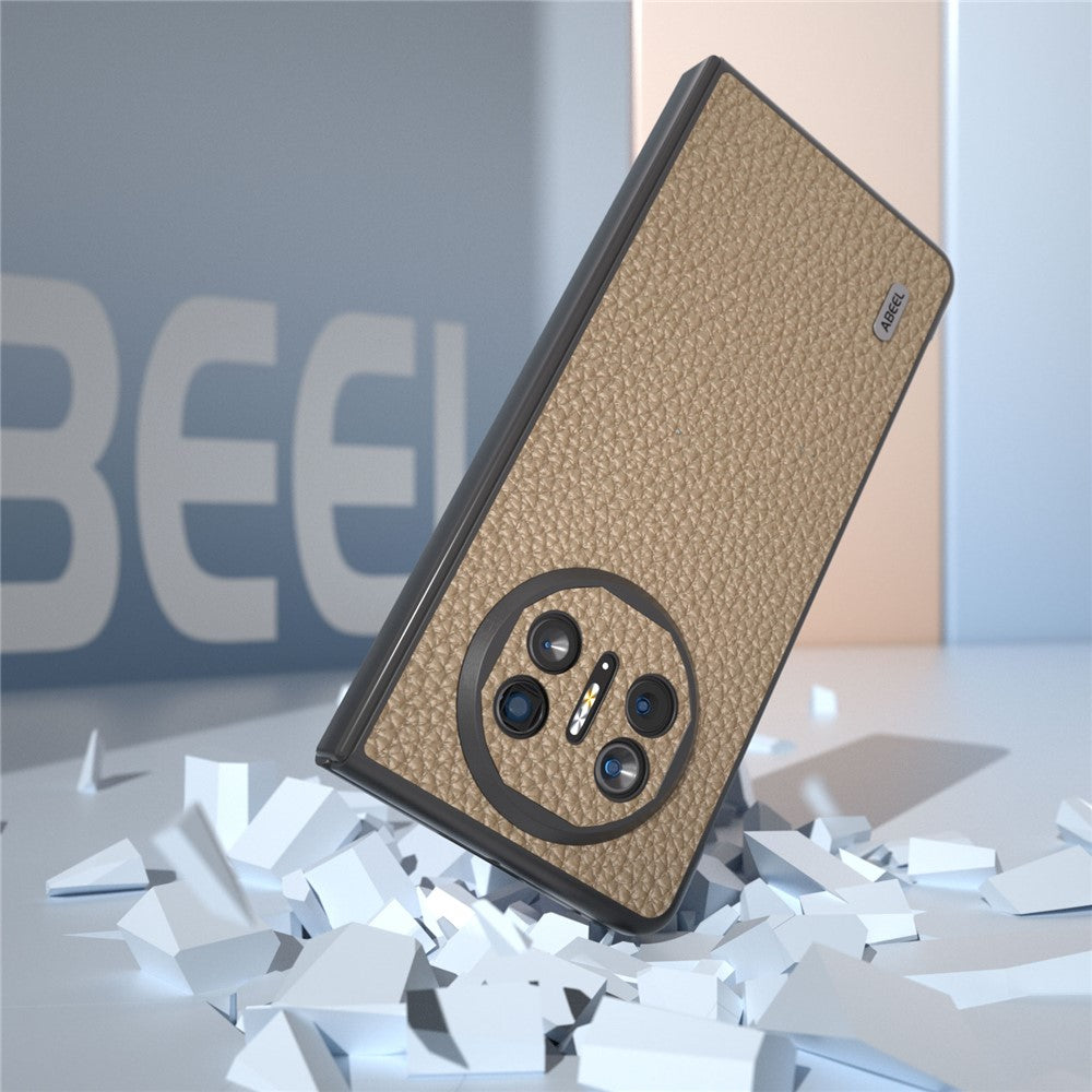 ABEEL For Huawei Mate X5 Phone Case Litchi Texture Genuine Cow Leather Back Cover