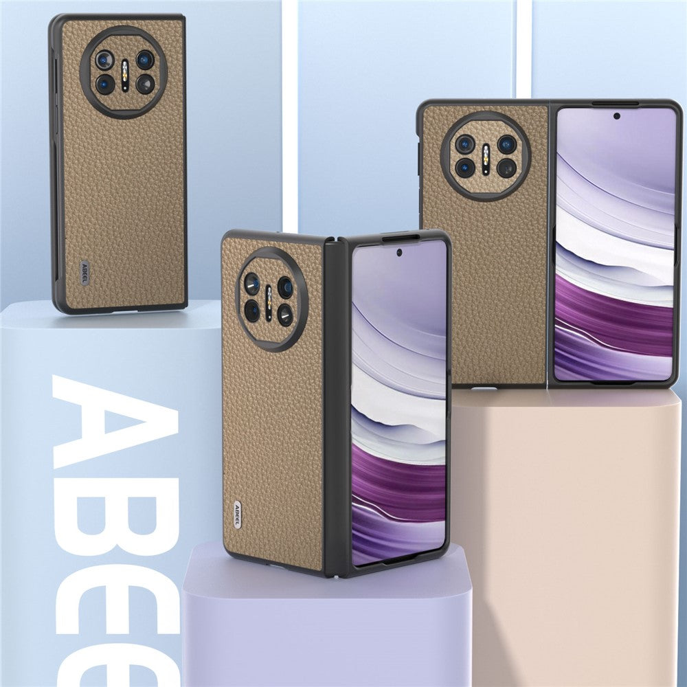 ABEEL For Huawei Mate X5 Phone Case Litchi Texture Genuine Cow Leather Back Cover