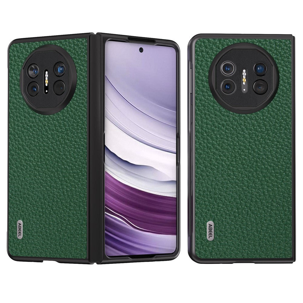 ABEEL For Huawei Mate X5 Phone Case Litchi Texture Genuine Cow Leather Back Cover