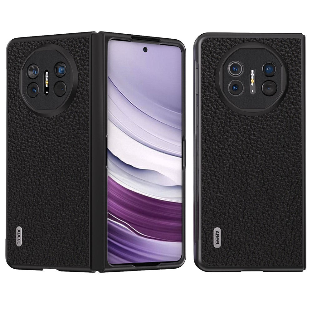 ABEEL For Huawei Mate X5 Phone Case Litchi Texture Genuine Cow Leather Back Cover