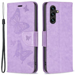 Til Samsung Galaxy A15 4G etui med sommerfuglepræg, pungomslag i PU-læder