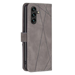 BINFEN COLOR For Samsung Galaxy A15 4G Phone Cases Wallet Stand Geometry Imprint Leather Cover