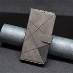 BINFEN COLOR For Samsung Galaxy A15 4G Phone Cases Wallet Stand Geometry Imprint Leather Cover