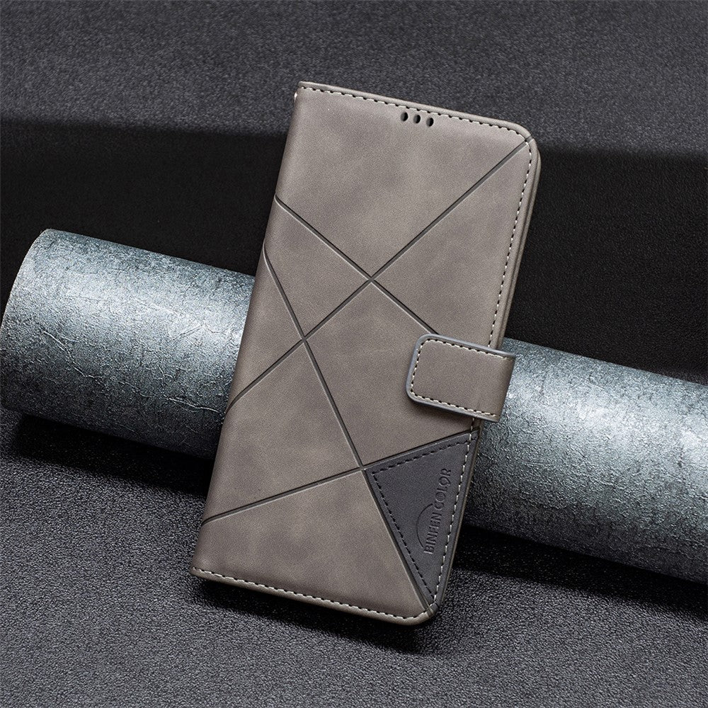 BINFEN COLOR For Samsung Galaxy A15 4G Phone Cases Wallet Stand Geometry Imprint Leather Cover