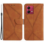 HT05 For Motorola Edge 40 Neo 5G Case PU Leather Wallet Lines Imprint Phone Cover