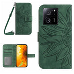 HT04 For Xiaomi 13T / 13T Pro Cover Leather Wallet Imprinted Phone Case with Shoulder Strap