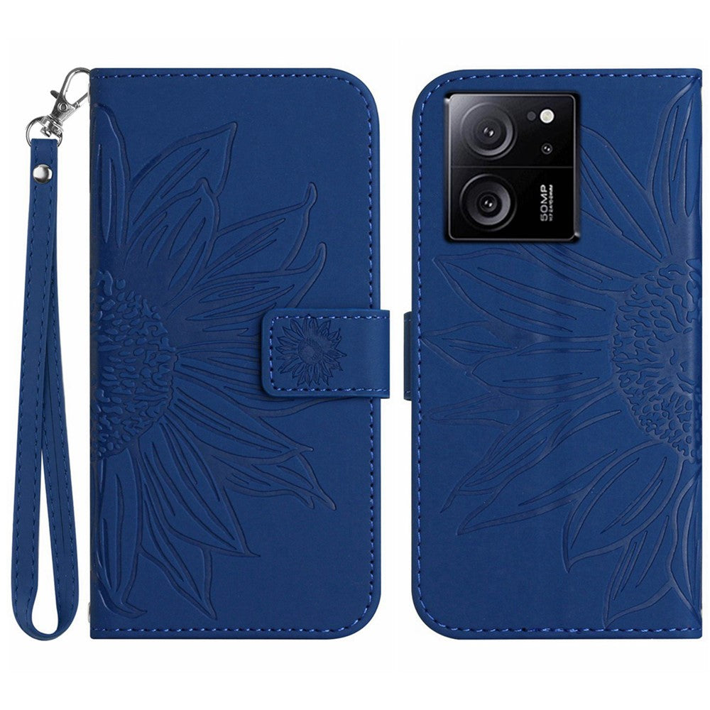 HT04 För Xiaomi 13T / 13T Pro Skal Läderfodral med Solrostryck och Handrem