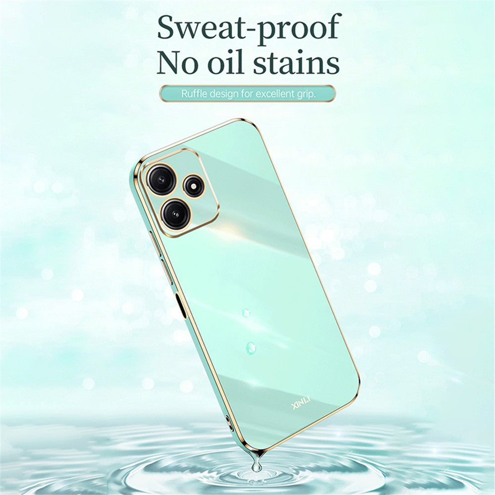 XINLI För Xiaomi Redmi Note 12R 5G Skal Elektropläterad Guldkant TPU mobil Baksida