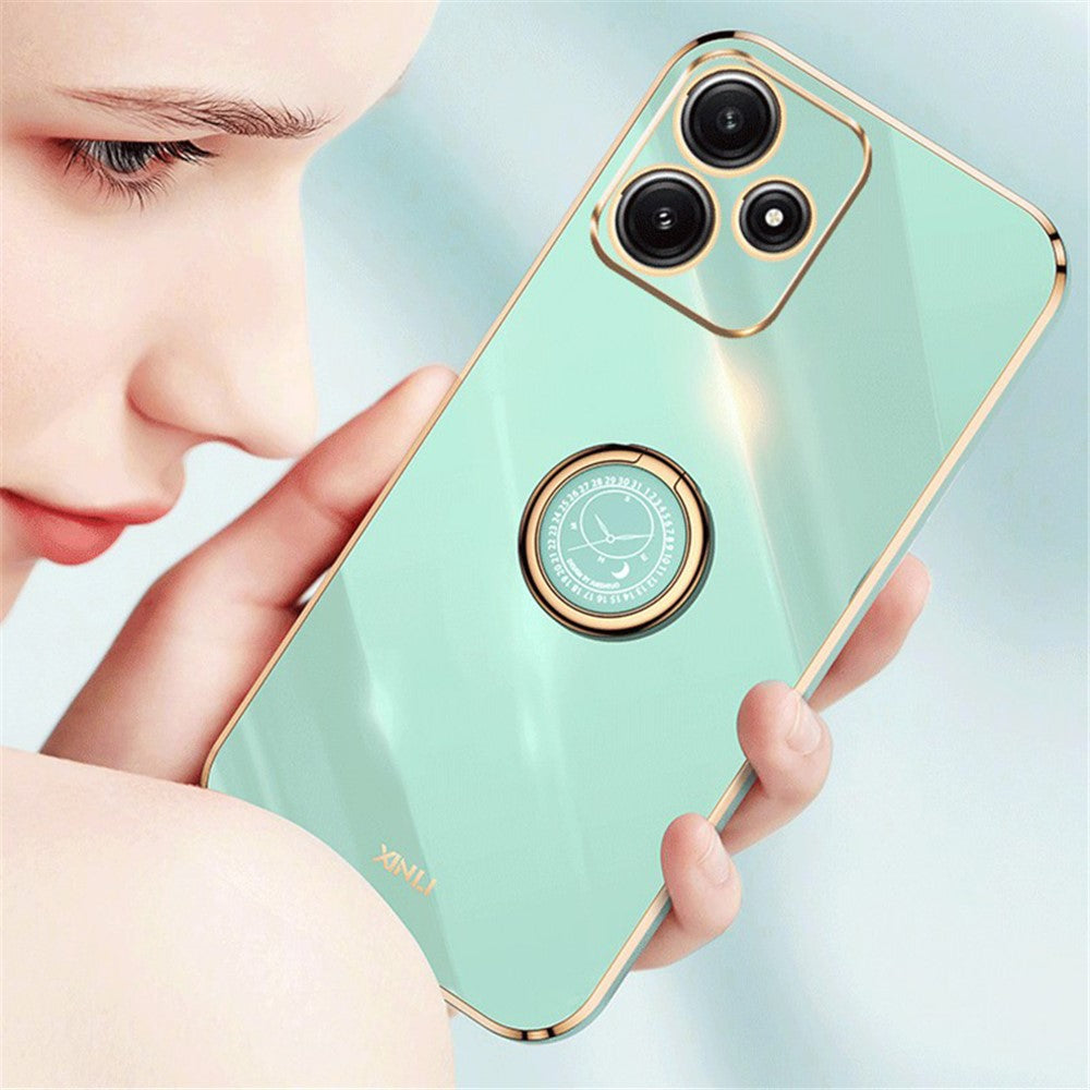 XINLI För Xiaomi Redmi Note 12R 5G TPU-skydd Elektropläterat mobilskal med ringstativ