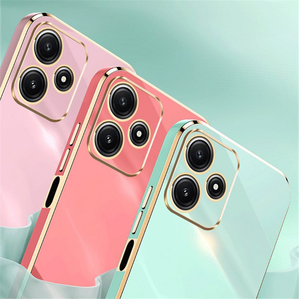 XINLI För Xiaomi Redmi Note 12R 5G TPU-skydd Elektropläterat mobilskal med ringstativ