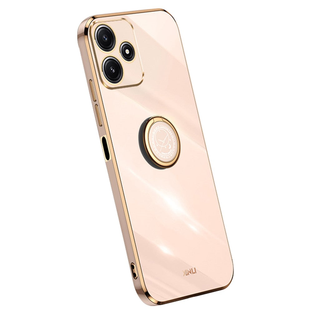 XINLI För Xiaomi Redmi Note 12R 5G TPU-skydd Elektropläterat mobilskal med ringstativ