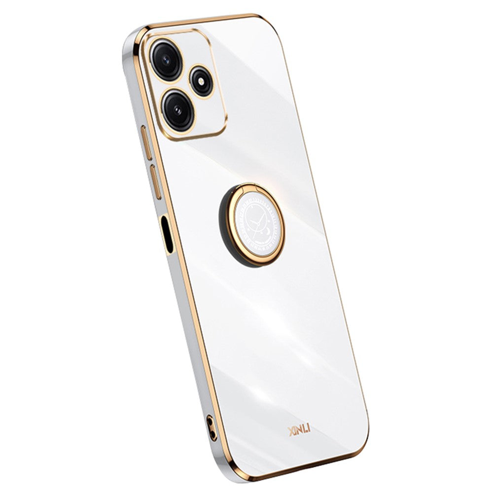 XINLI För Xiaomi Redmi Note 12R 5G TPU-skydd Elektropläterat mobilskal med ringstativ