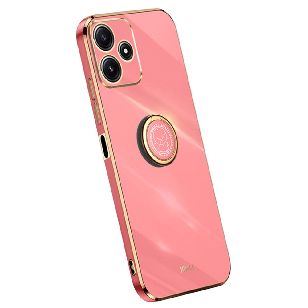 XINLI För Xiaomi Redmi Note 12R 5G TPU-skydd Elektropläterat mobilskal med ringstativ