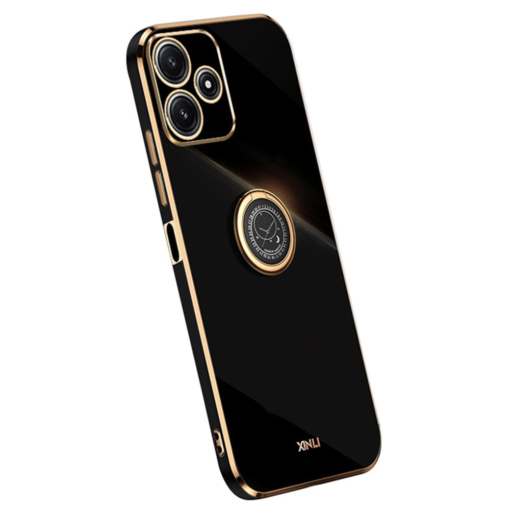 XINLI För Xiaomi Redmi Note 12R 5G TPU-skydd Elektropläterat mobilskal med ringstativ