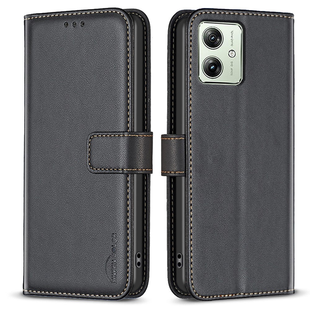 BINFEN COLOR BF17 For Motorola Moto G54 5G Leather Cover Flip Stand Wallet Phone Case