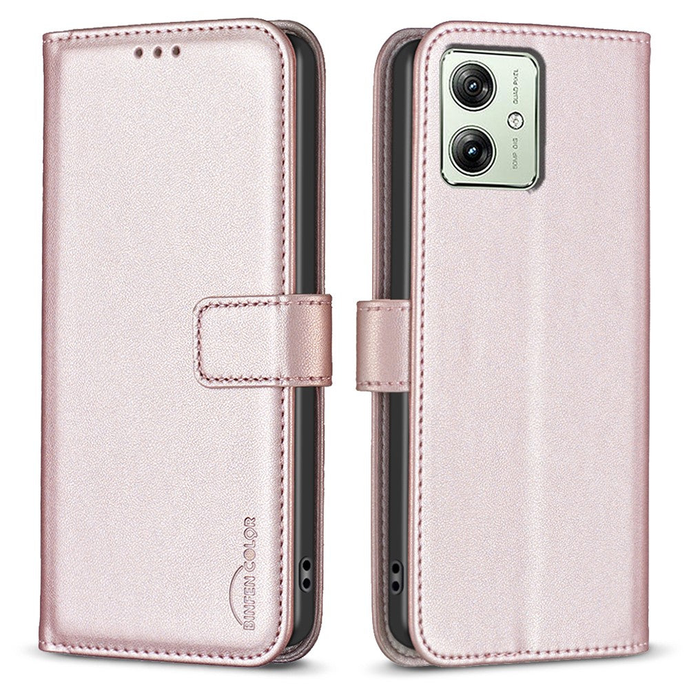 BINFEN COLOR BF17 For Motorola Moto G54 5G Leather Cover Flip Stand Wallet Phone Case