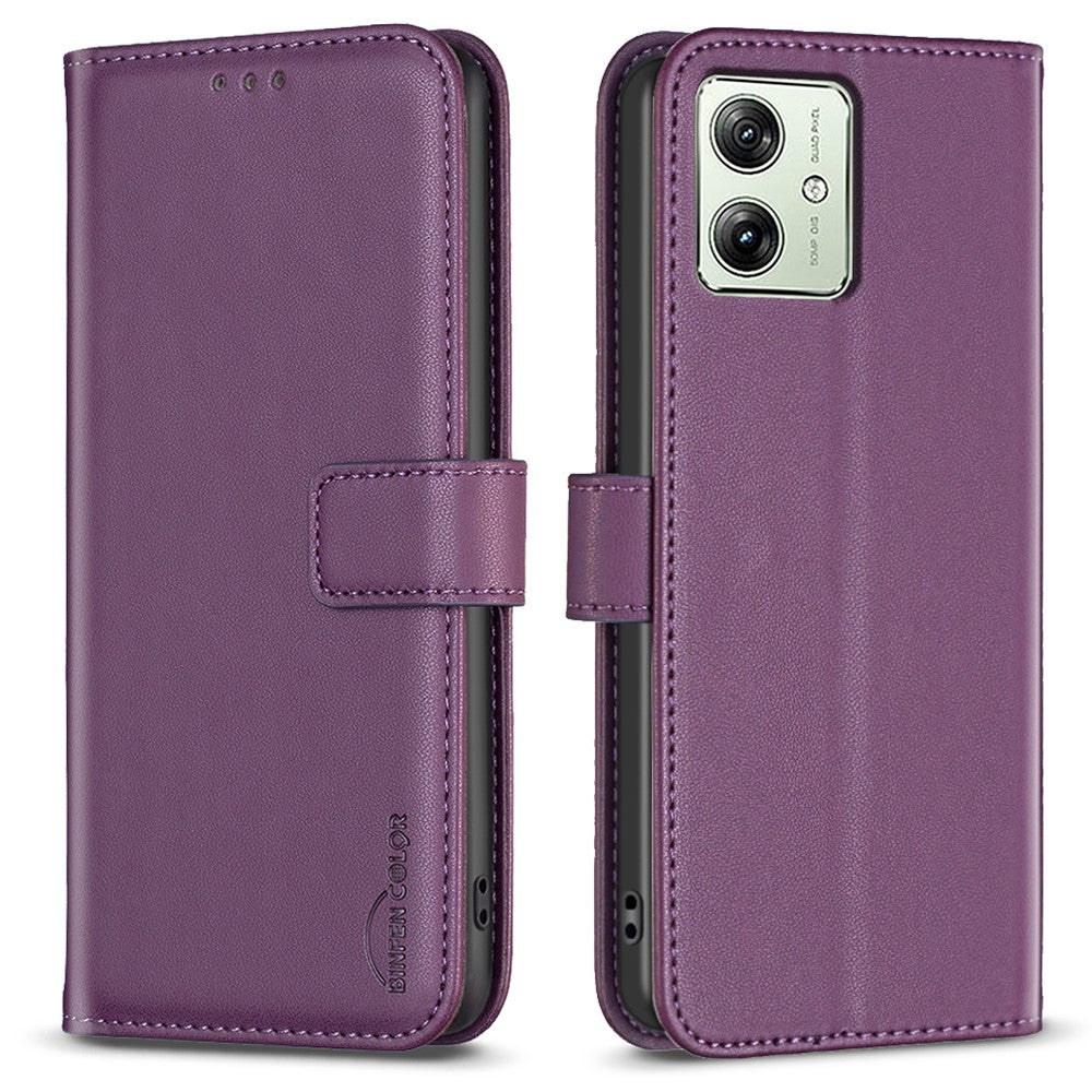 BINFEN COLOR BF17 For Motorola Moto G54 5G Leather Cover Flip Stand Wallet Phone Case