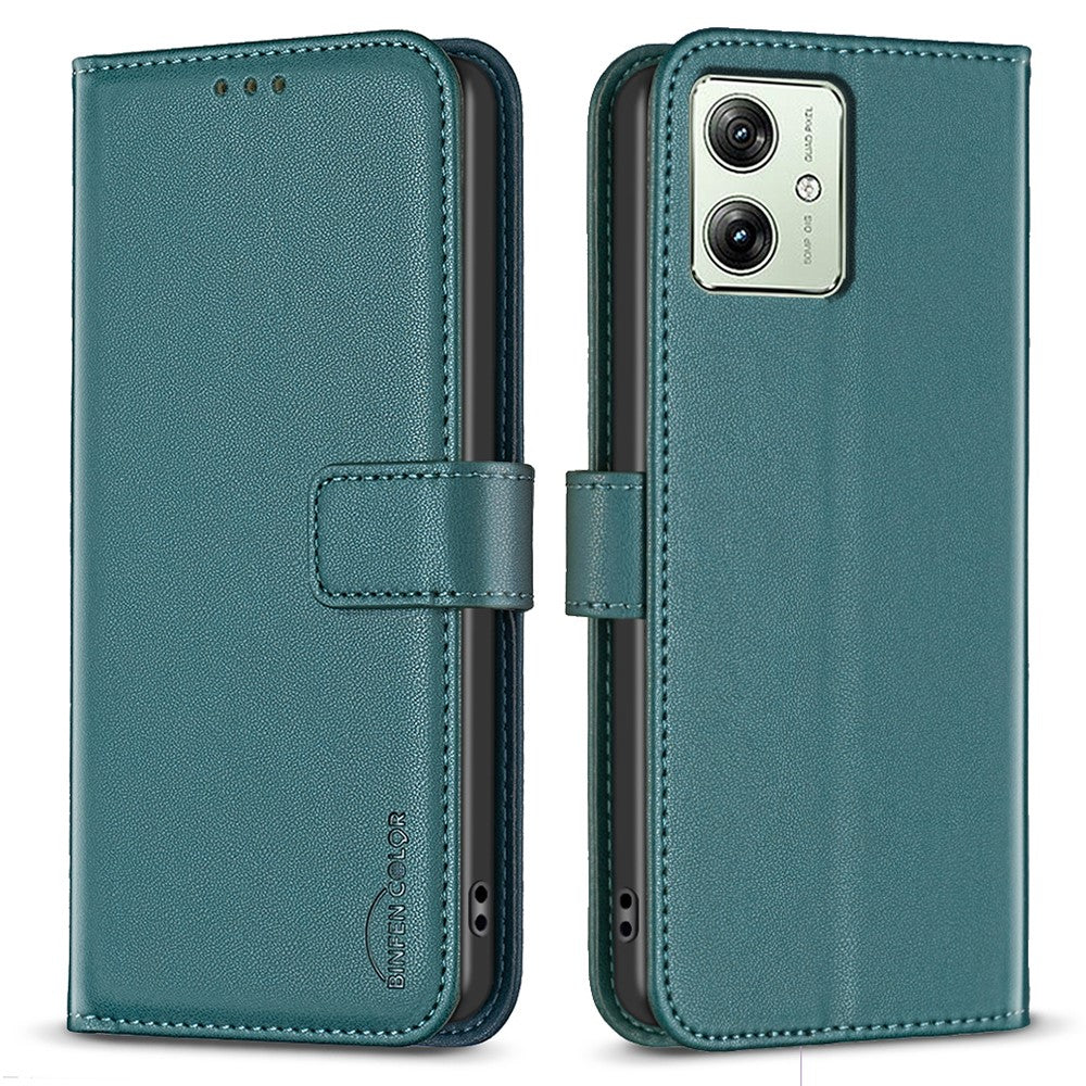 BINFEN COLOR BF17 For Motorola Moto G54 5G Leather Cover Flip Stand Wallet Phone Case