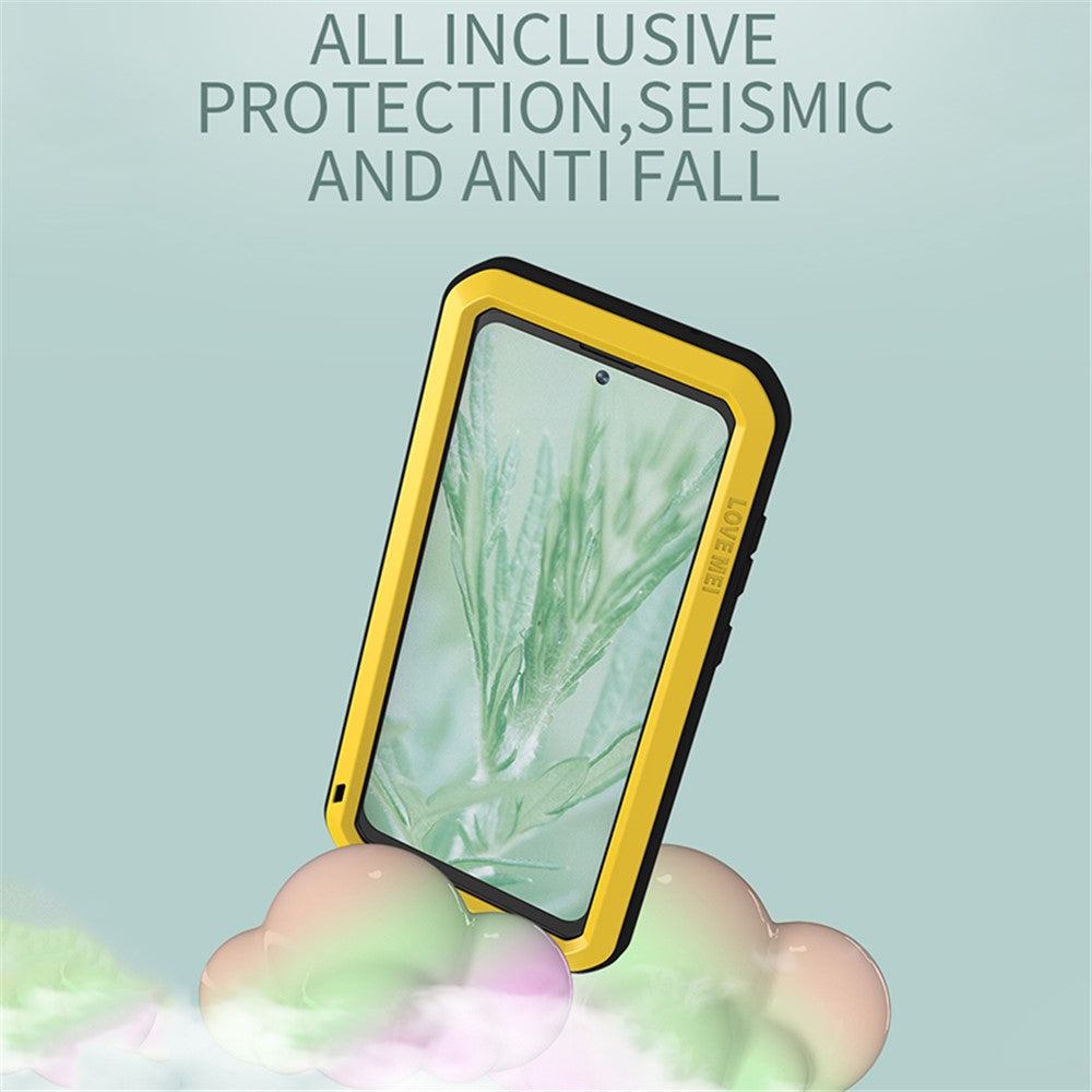 LOVE MEI-beskyttelsescover til Samsung Galaxy S23 FE, metal- og silikonecover med hærdet glasfilm