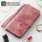 Til Samsung Galaxy A05 4G etui PU-læder blomsterpræget telefoncover med 2 stropper