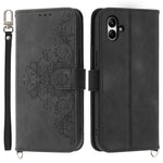 Til Samsung Galaxy A05 4G etui PU-læder blomsterpræget telefoncover med 2 stropper