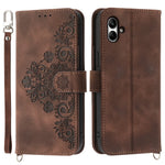 Til Samsung Galaxy A05 4G etui PU-læder blomsterpræget telefoncover med 2 stropper