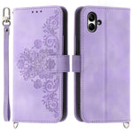 Til Samsung Galaxy A05 4G etui PU-læder blomsterpræget telefoncover med 2 stropper