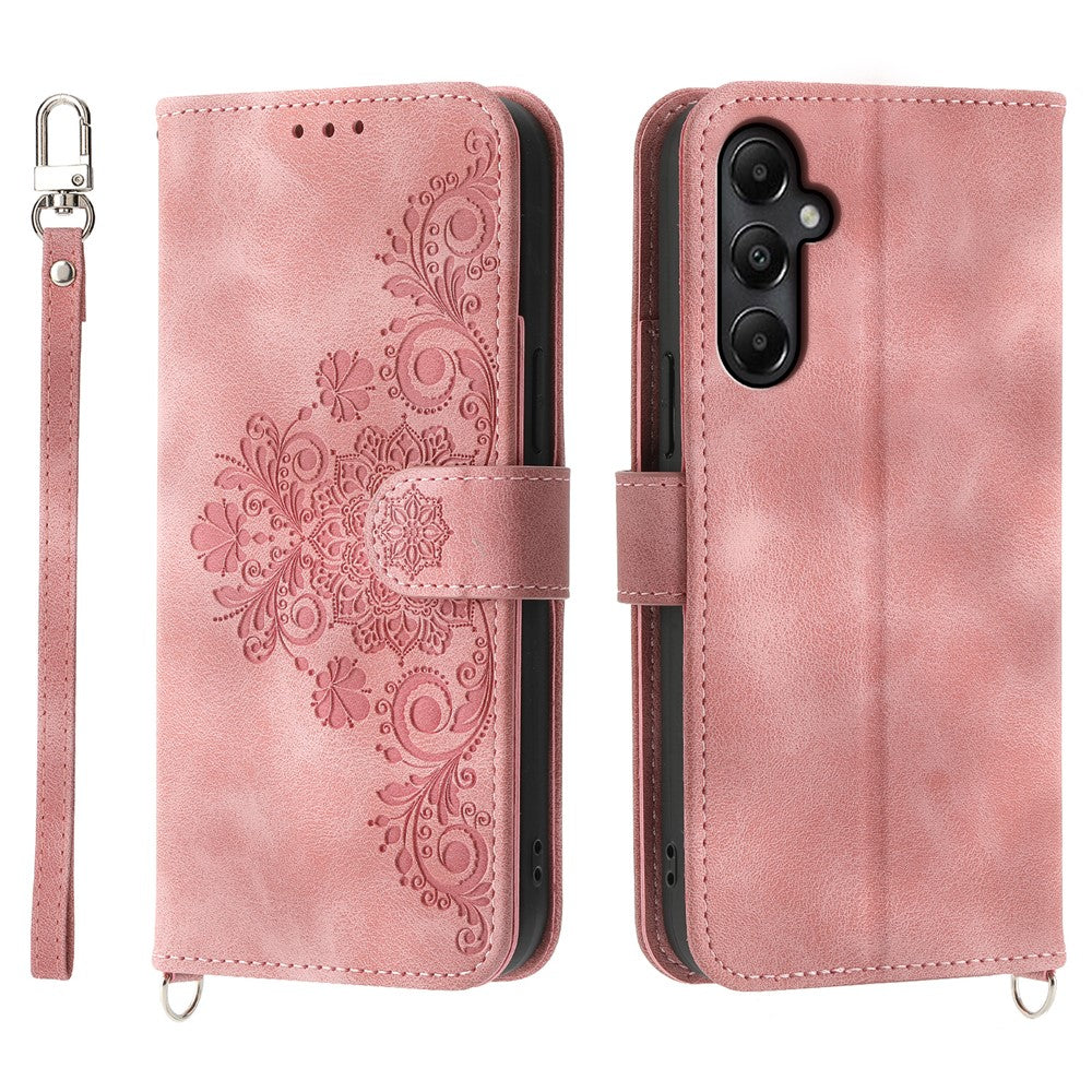 For Samsung Galaxy A05s 4G Leather Case Imprinted Stand Wallet Phone Cover with 2 Straps
