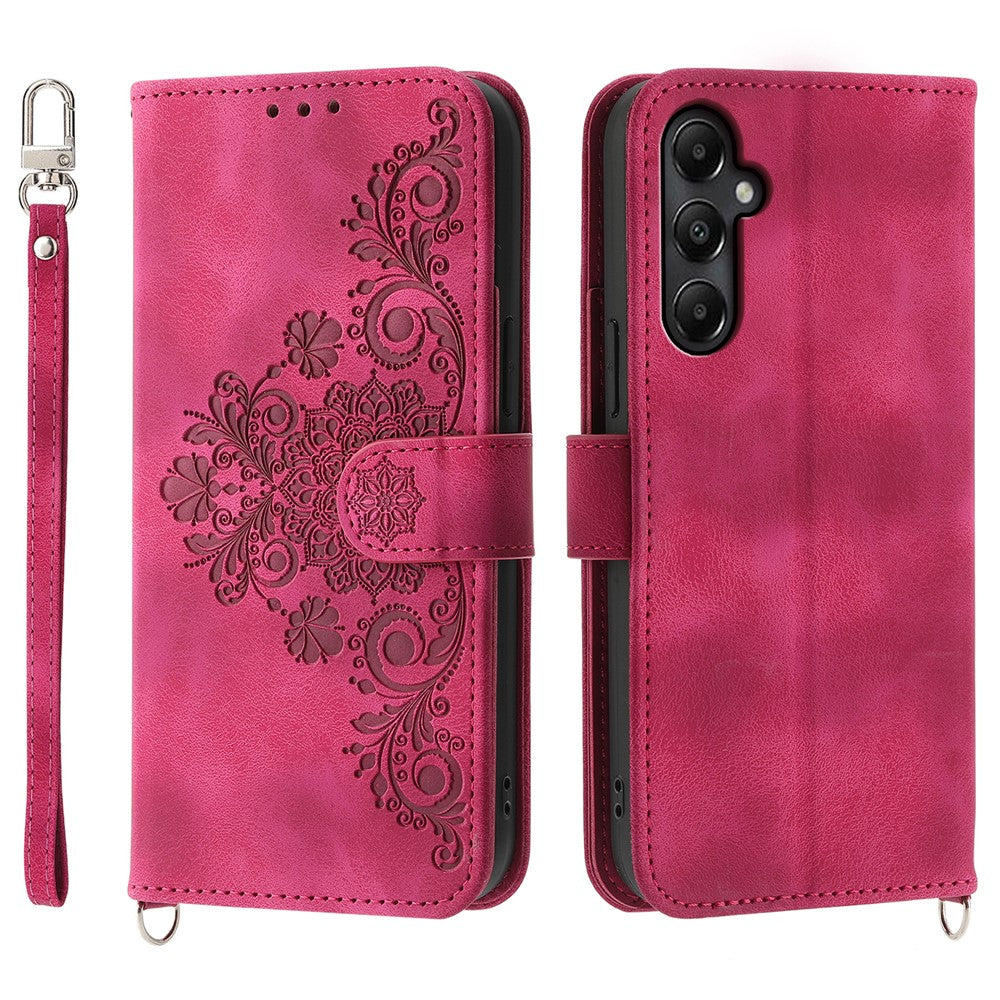 For Samsung Galaxy A05s 4G Leather Case Imprinted Stand Wallet Phone Cover with 2 Straps