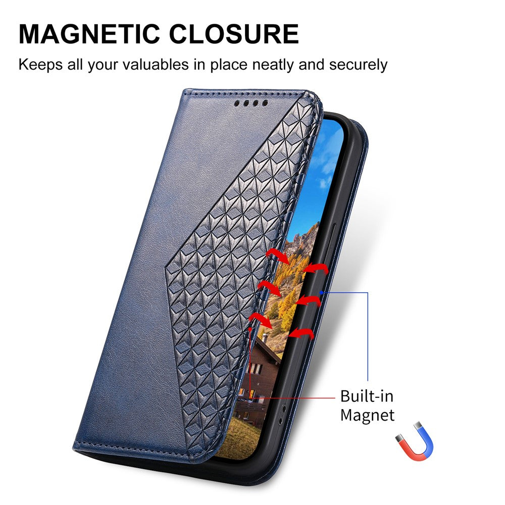 For Samsung Galaxy A05s 4G Case Imprinted Rhombus Pattern Wallet Stand Phone Cover