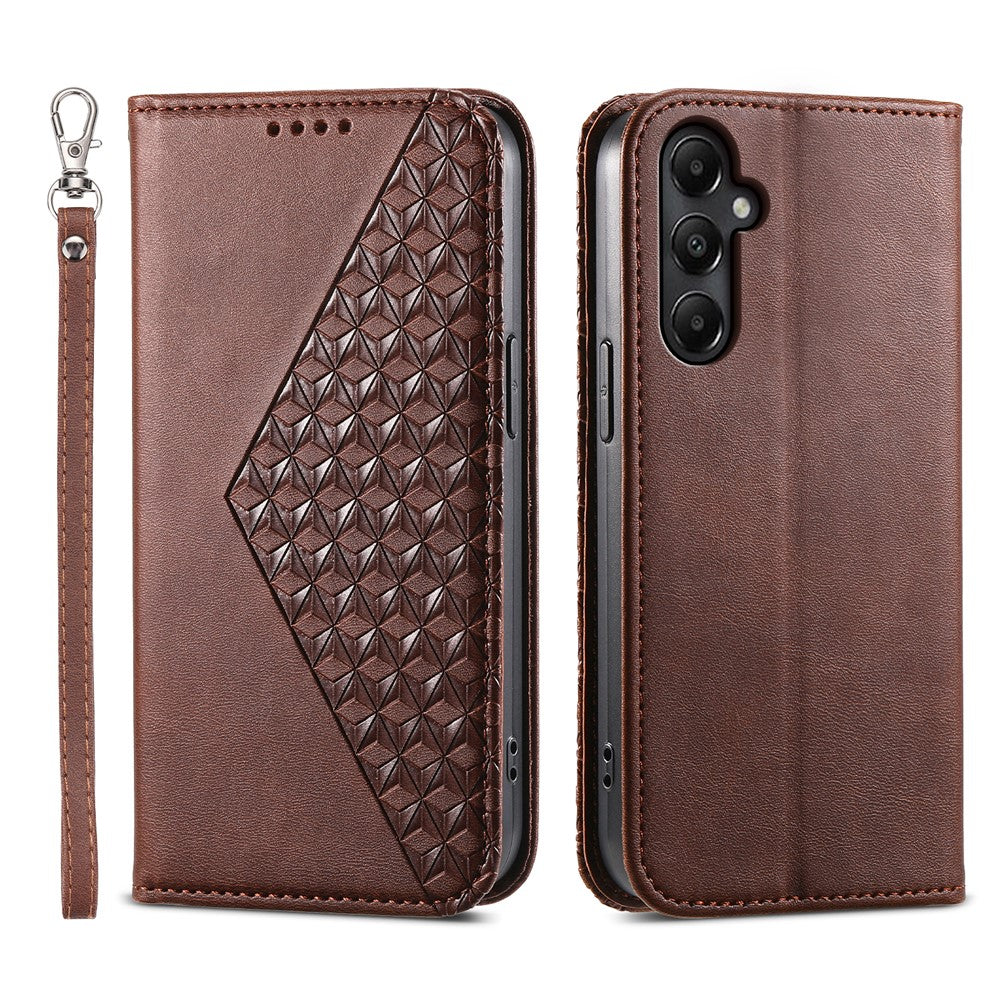 For Samsung Galaxy A05s 4G Case Imprinted Rhombus Pattern Wallet Stand Phone Cover
