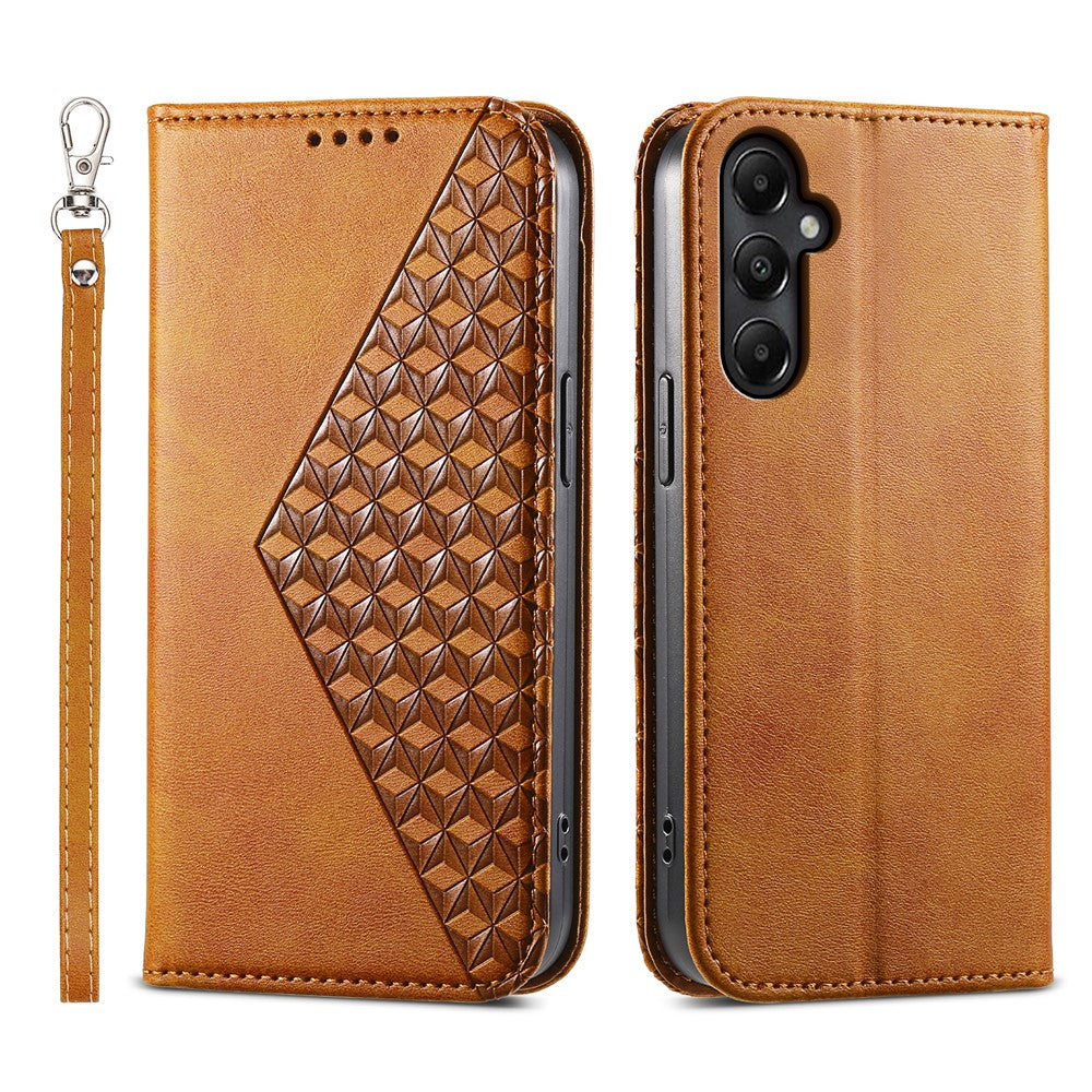 For Samsung Galaxy A05s 4G Case Imprinted Rhombus Pattern Wallet Stand Phone Cover
