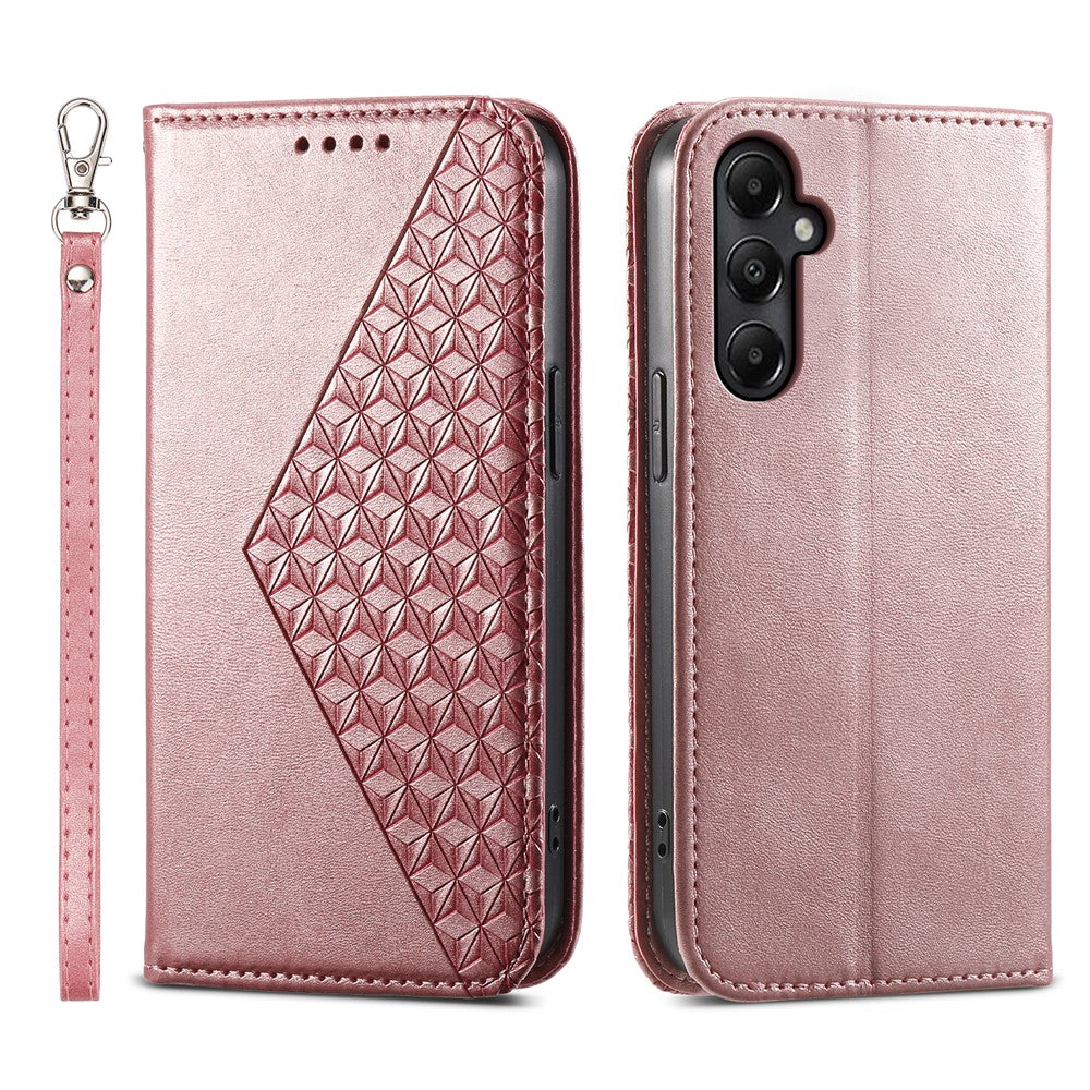 For Samsung Galaxy A05s 4G Case Imprinted Rhombus Pattern Wallet Stand Phone Cover