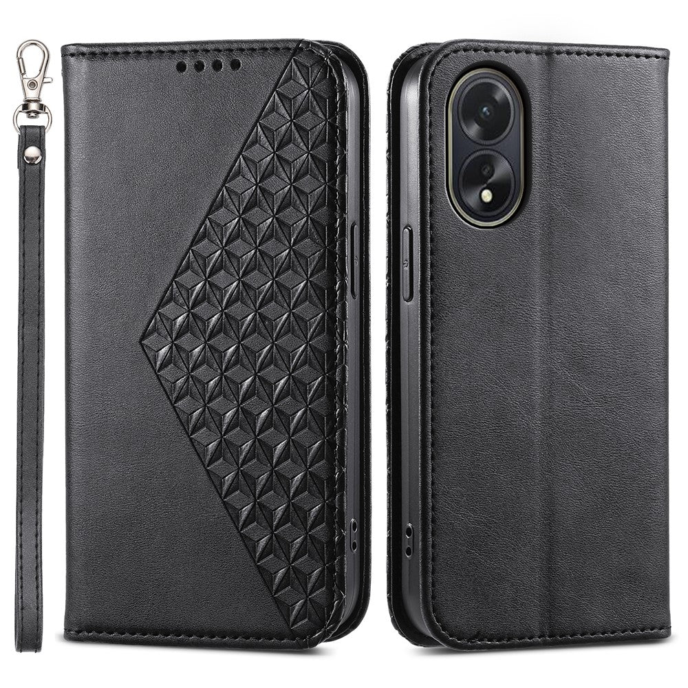 For Oppo A38 4G Case Imprinted PU Leather Viewing Stand Wallet Phone Cover