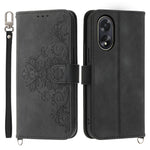 For Oppo A38 4G Case Imprinted PU Leather Wallet Phone Cover with Wrist Strap + Shoulder Strap