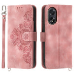 For Oppo A38 4G Case Imprinted PU Leather Wallet Phone Cover with Wrist Strap + Shoulder Strap