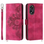 For Oppo A38 4G Case Imprinted PU Leather Wallet Phone Cover with Wrist Strap + Shoulder Strap