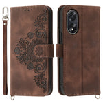 For Oppo A38 4G Case Imprinted PU Leather Wallet Phone Cover with Wrist Strap + Shoulder Strap