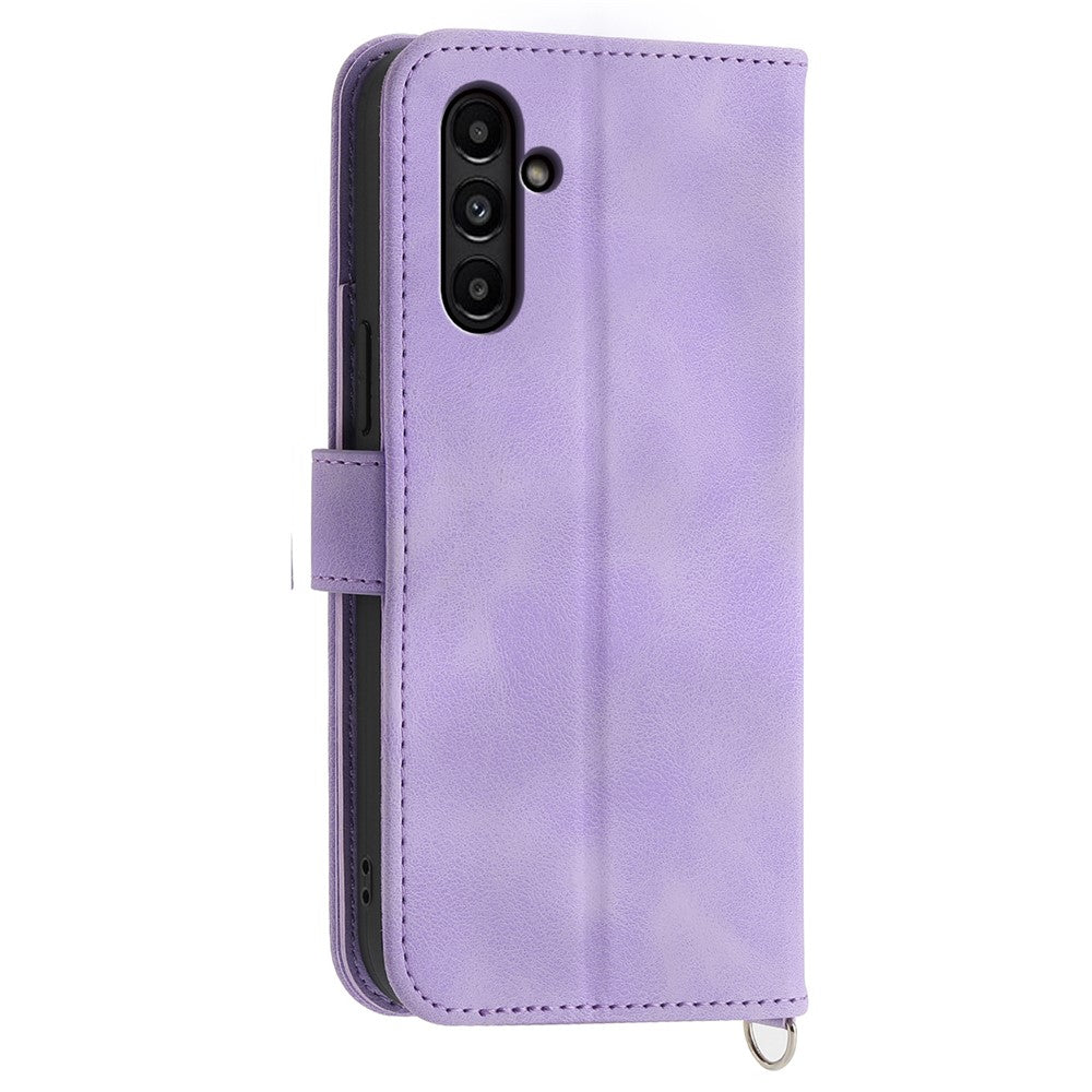 Til Samsung Galaxy A15 4G etui med "skin-touch" læderoverflade og håndrem + skulderrem